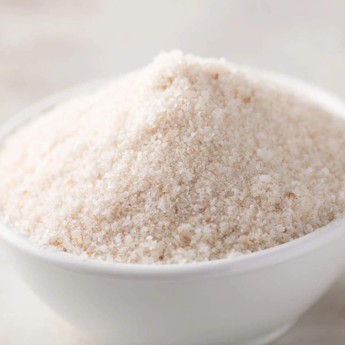 Close-up of a clear spice jar filled with homemade Garlic Powder with Salt, ready for seasoning.