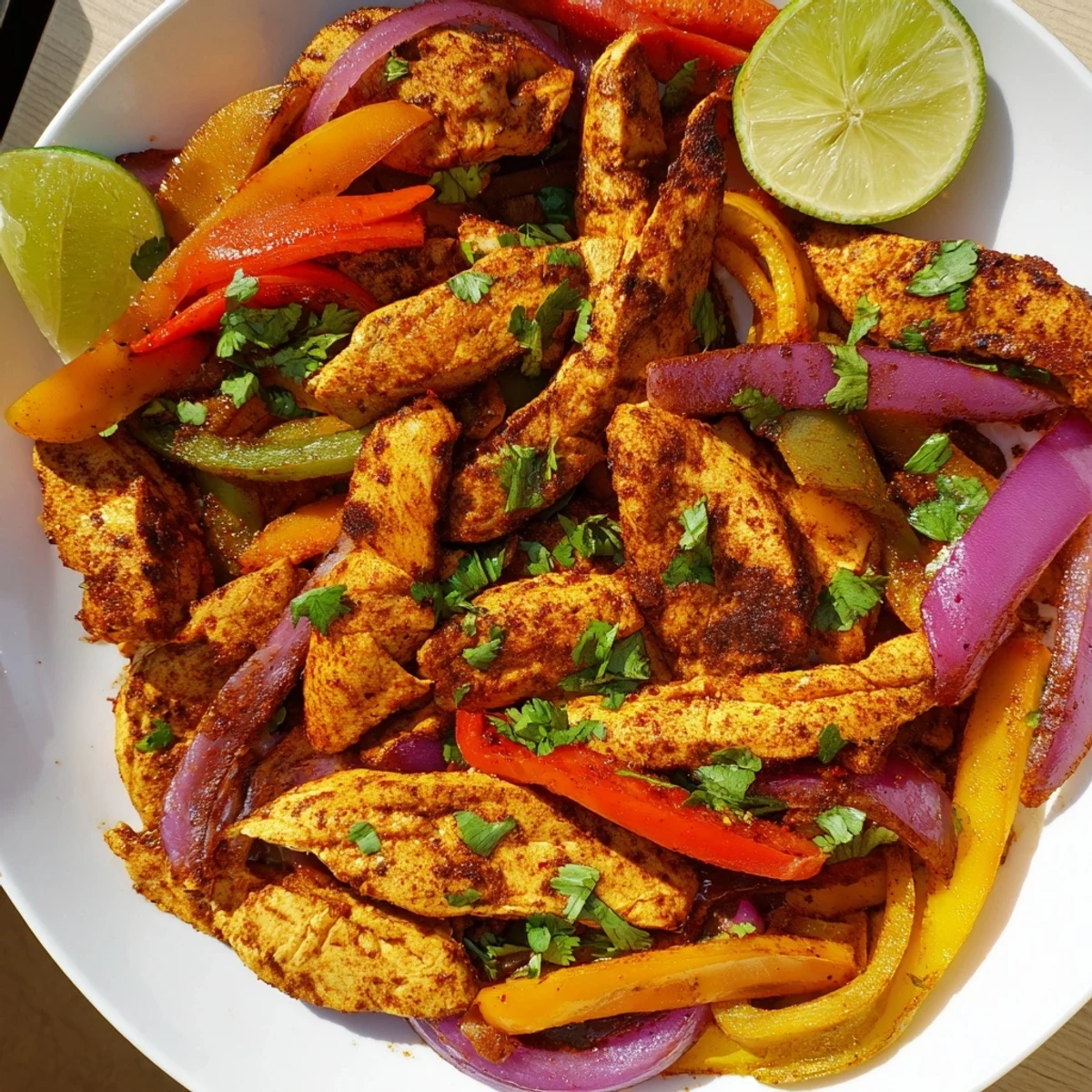 Sizzling Sheet Pan Chicken Fajitas with Onions served warm with flour tortillas and fresh salsa.