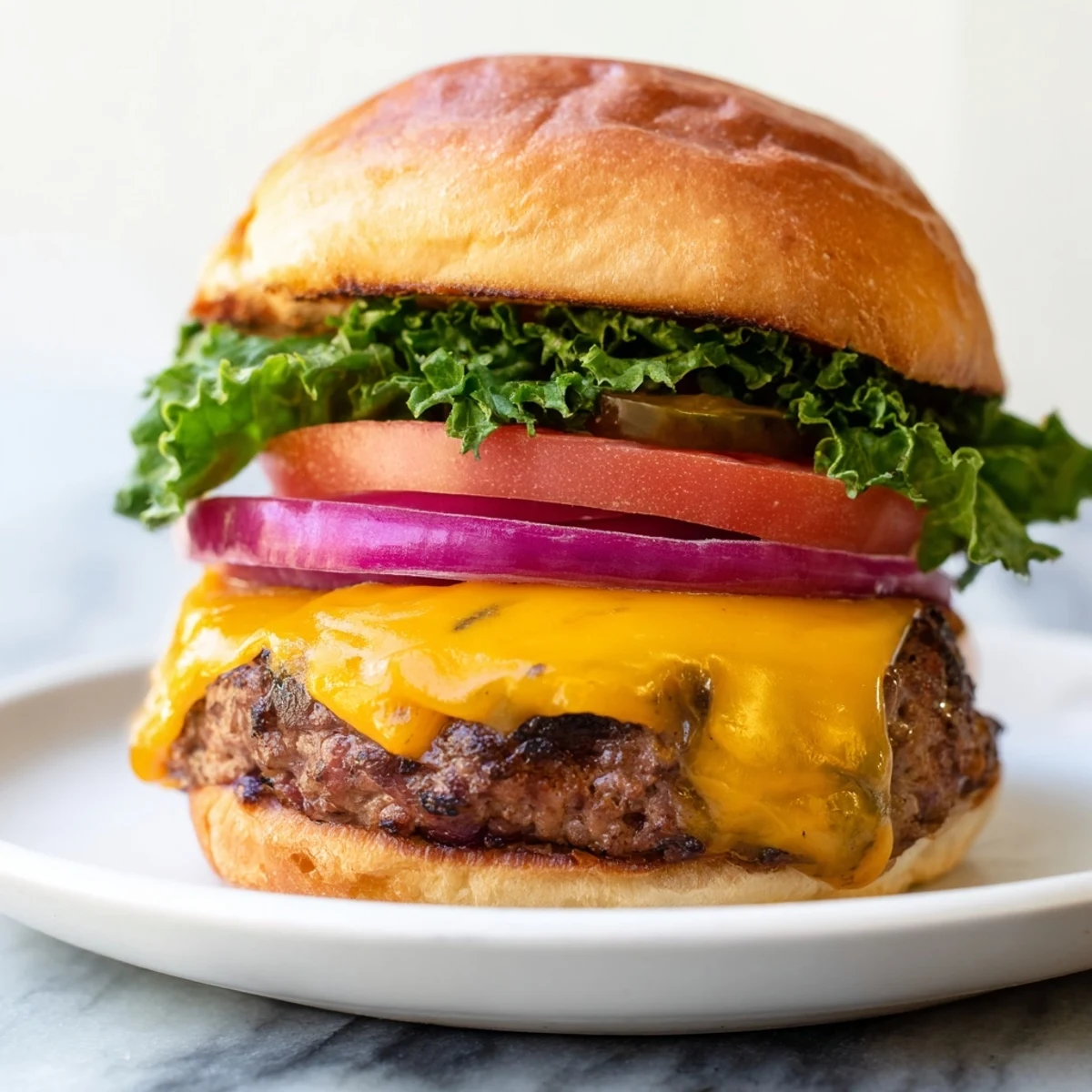Grilled Turkey Burger with Cheese served with fries, red onion, and condiments, perfect for a satisfying weeknight meal.