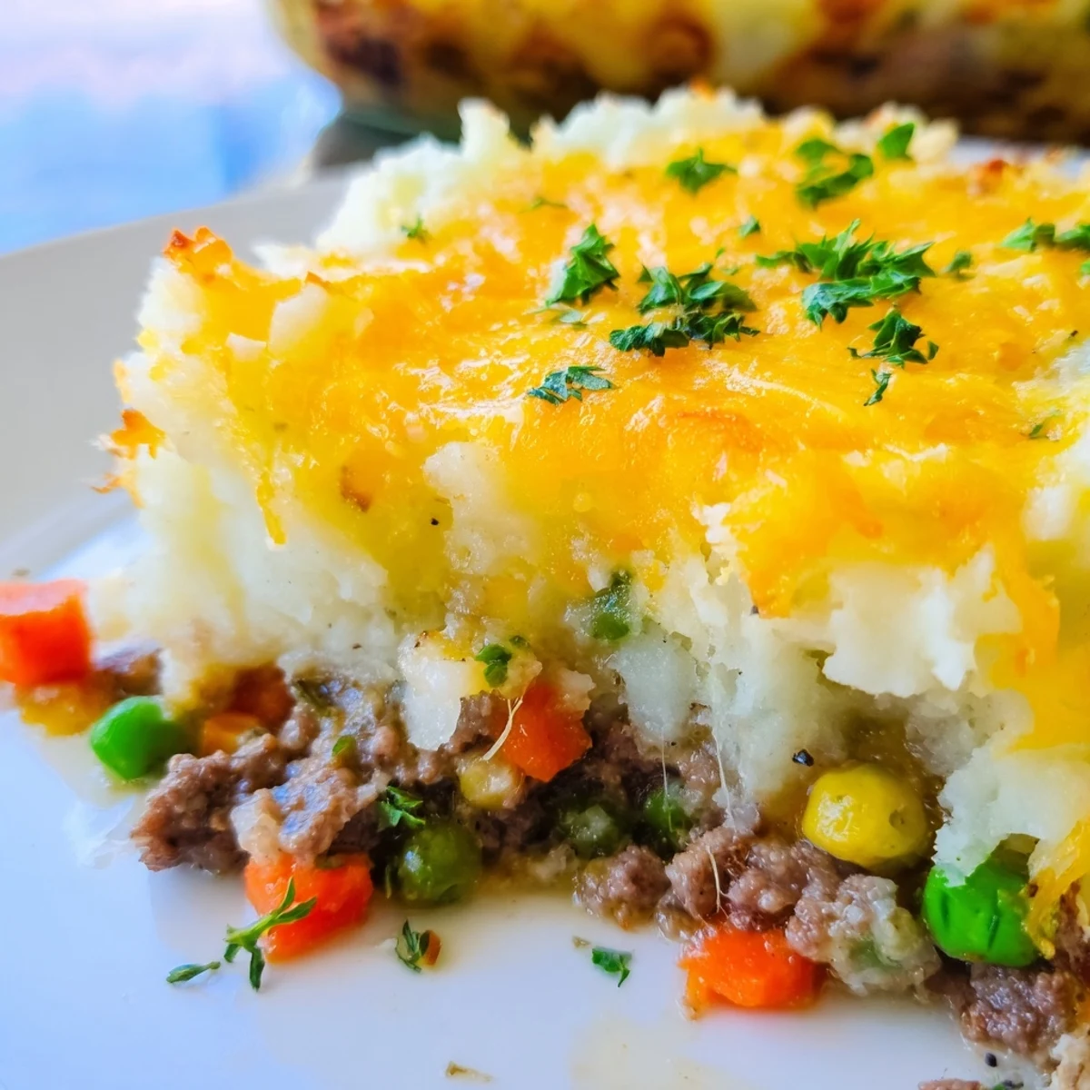 Golden-baked potato skins filled with savory beef and vegetable shepherd's pie mixture, topped with creamy mashed potatoes and melted Irish cheddar.