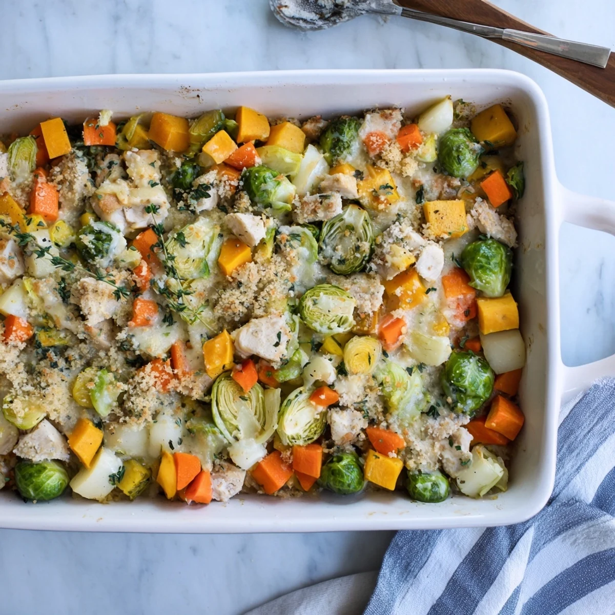 A hearty Winter Dish Casserole Bake served with a green salad and white wine.