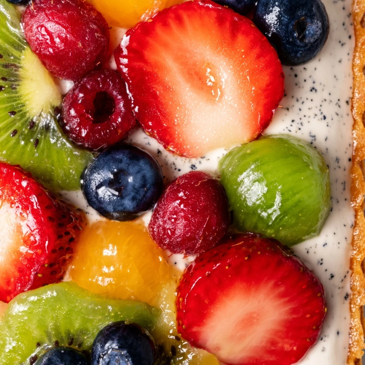 Valentine Fruit Tart displayed whole on a serving platter with fresh fruit arranged in a heart shape for a romantic Valentine’s Day dessert.