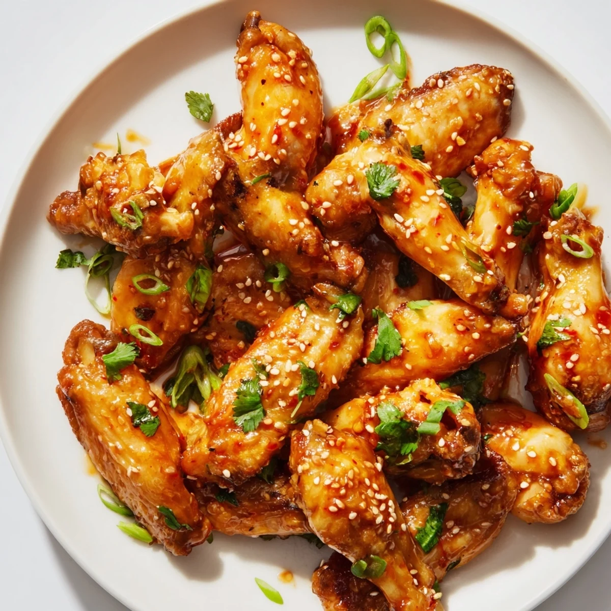 A serving of Super Bowl Spicy Sriracha Wings with ranch dip and crisp celery sticks on the side.
