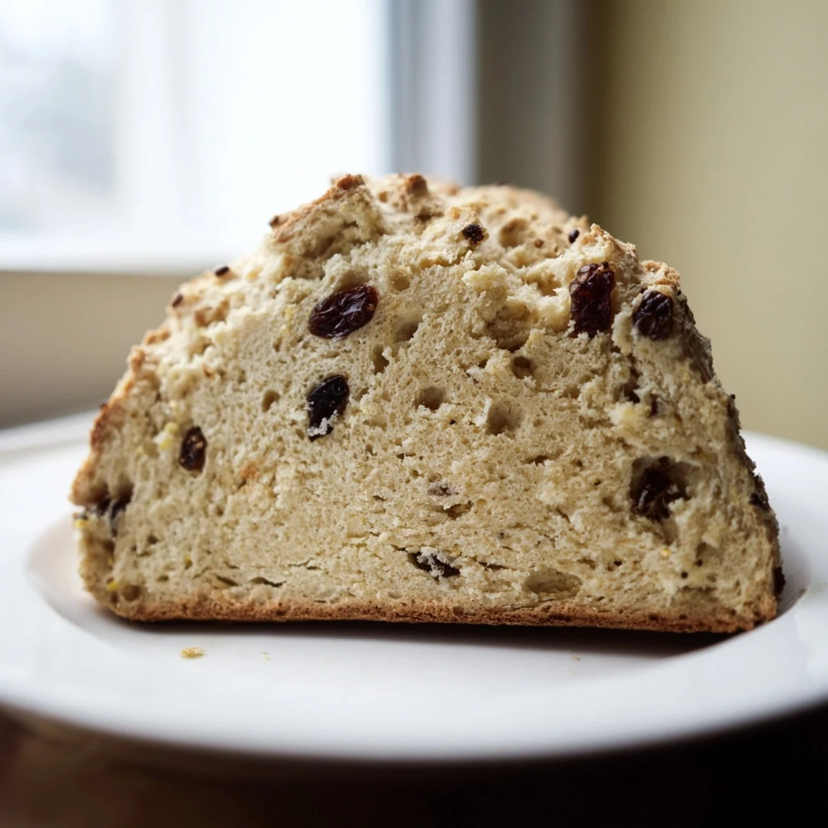 Freshly baked Irish Soda Bread with Currants and Caraway Seeds cooling on a wire rack with golden crust.