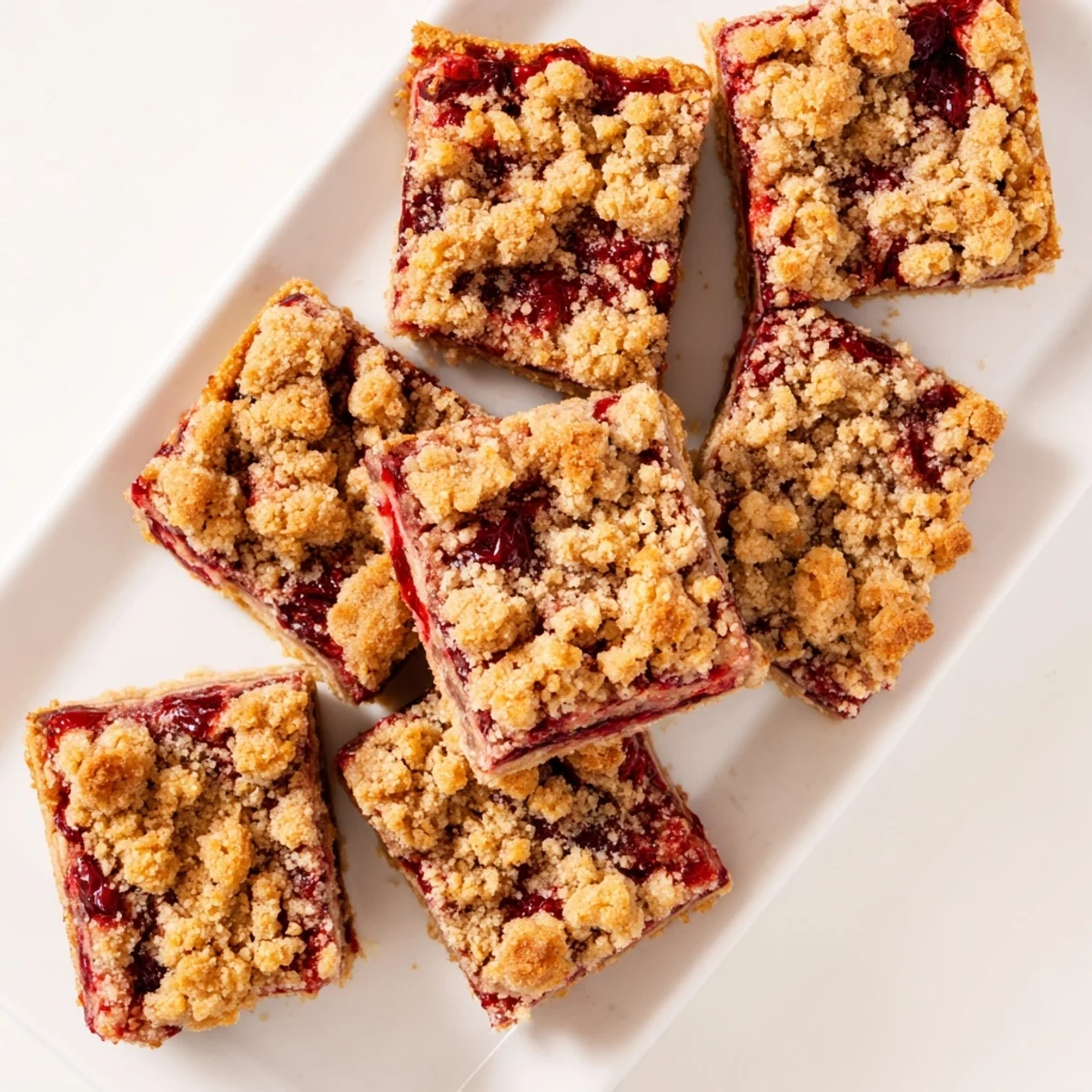 Sweet-tart cherry filling glistens inside Cherry Crumble Bars, perfect with a scoop of vanilla ice cream.