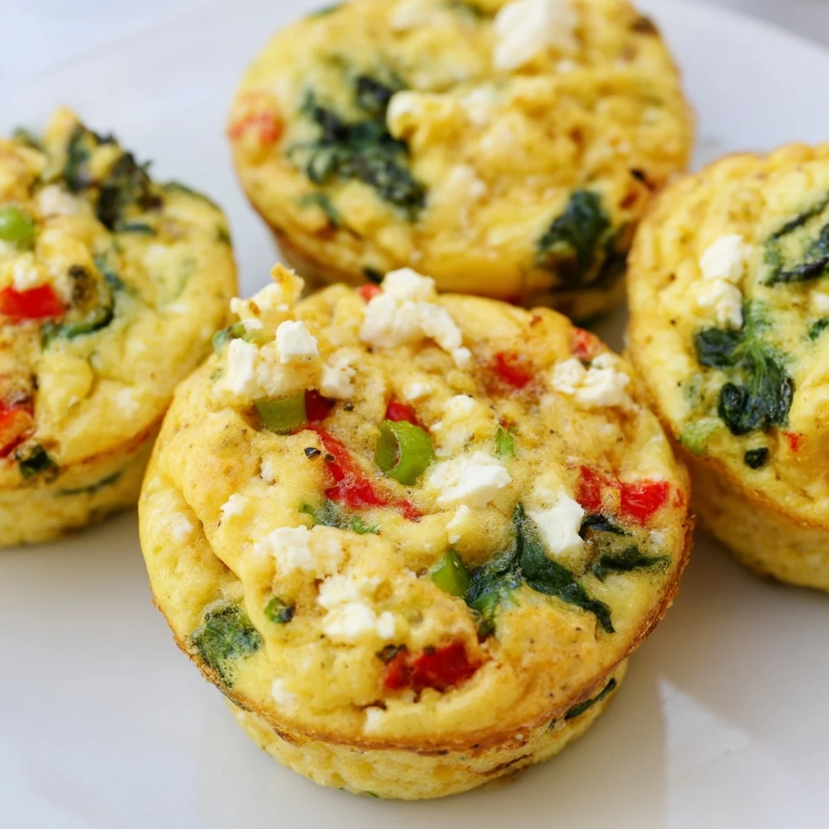 A healthy serving of Egg Muffins with Spinach and Feta sits on a wooden board, perfect for a quick high-protein American breakfast.