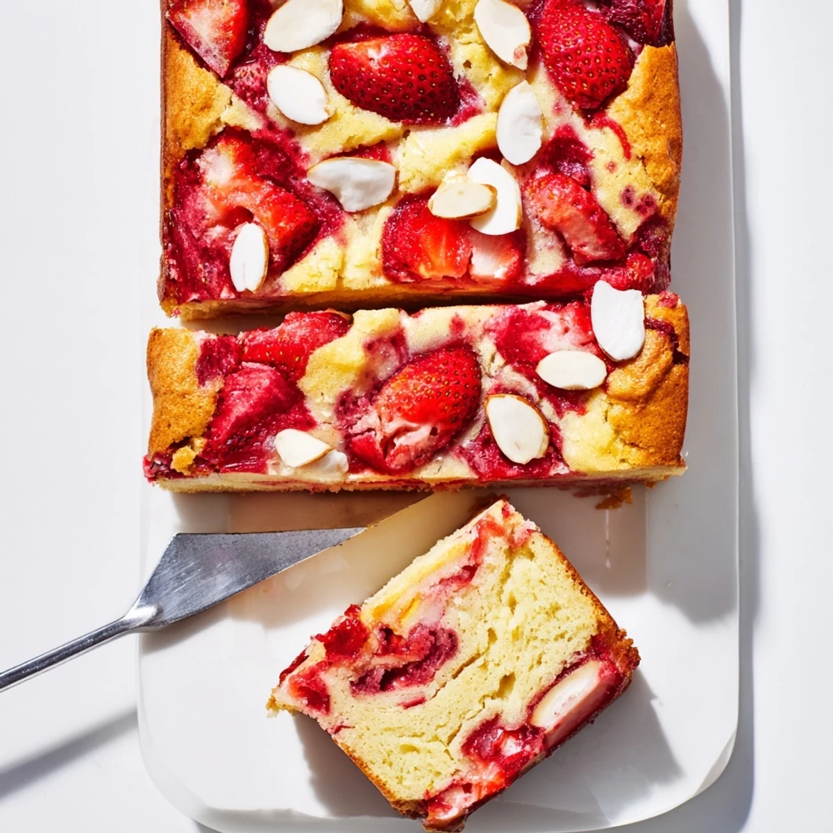 A generous serving of Irresistible Strawberry Earthquake Cake on a dessert plate with a dollop of whipped cream nearby.
