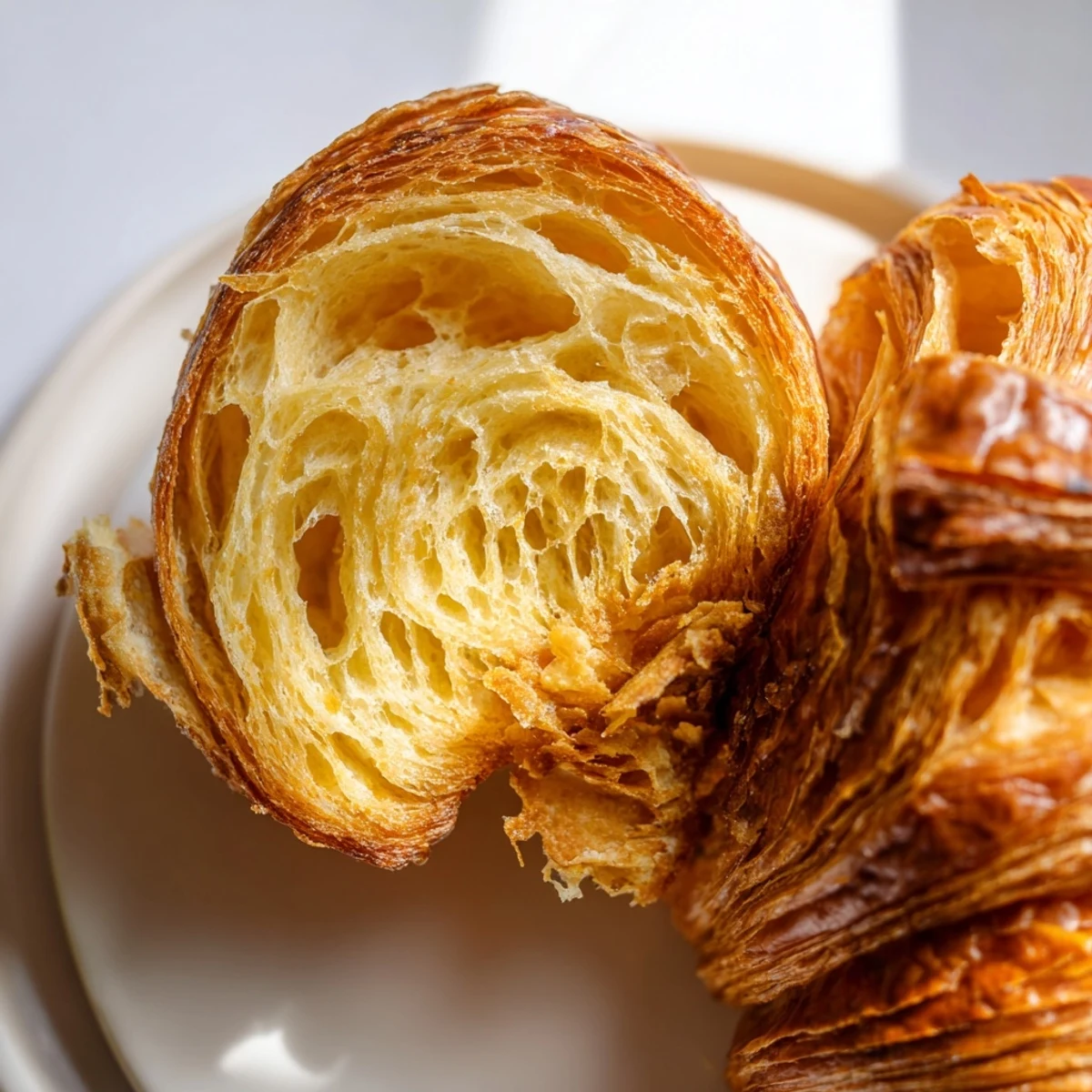 Freshly baked gluten-free croissants on a wooden board with jam.