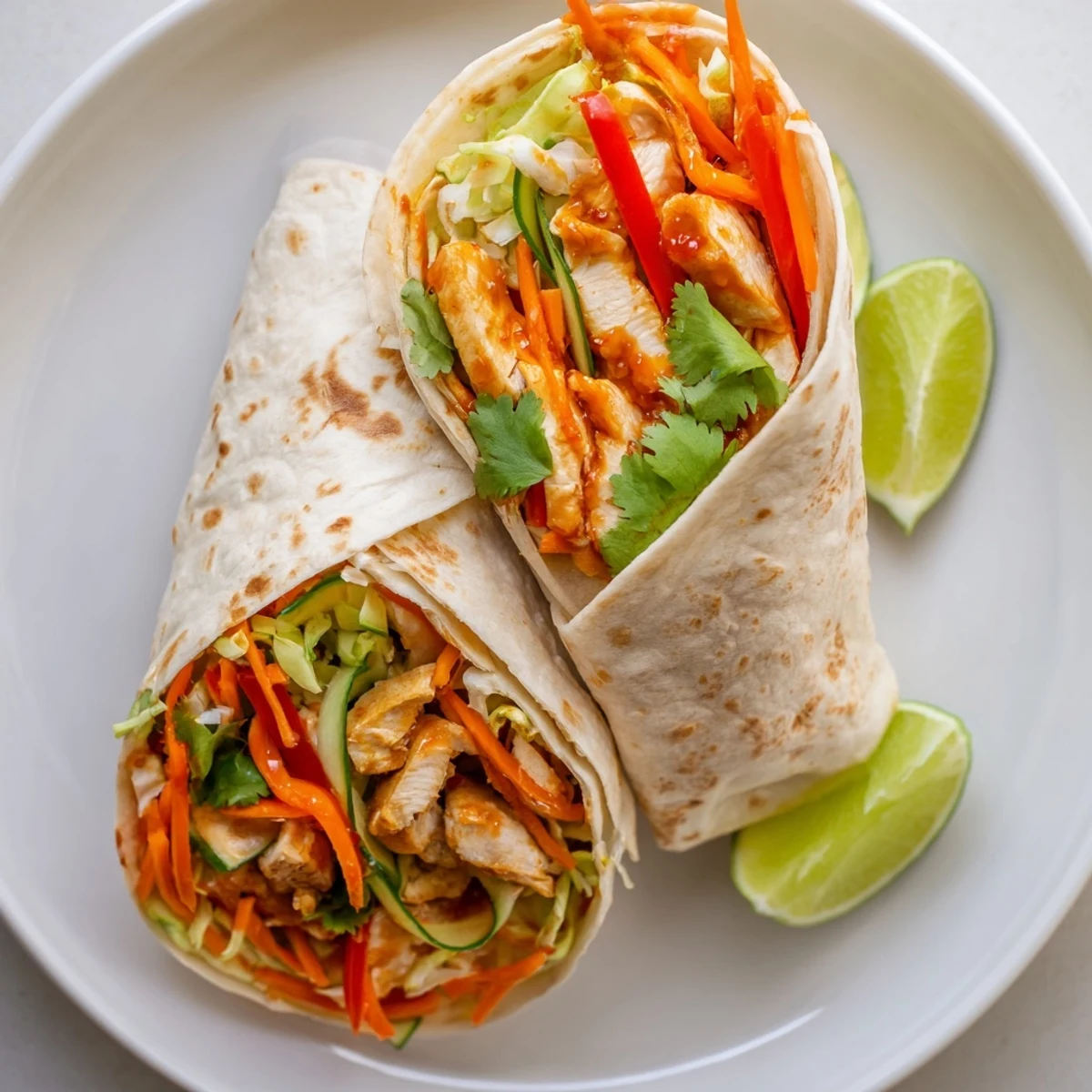 Fresh chicken strips in sweet chili sauce rolled with crunchy veggies and herbs