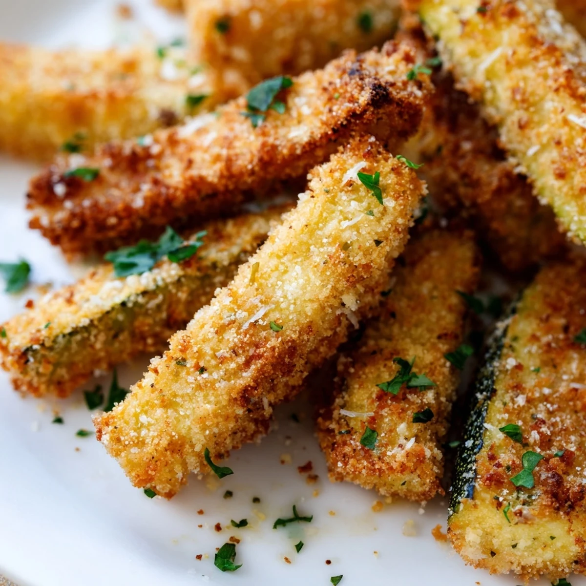 Plate of golden baked keto zucchini fries paired with garlic aioli dip for a tasty low-carb appetizer