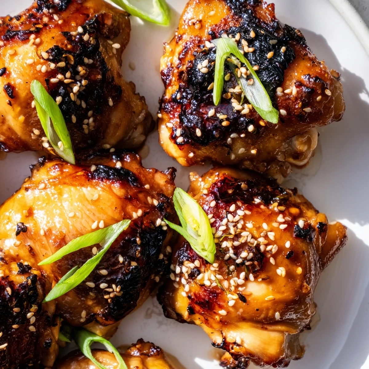 Juicy oven-roasted garlic miso chicken pieces arranged on a baking sheet with caramelized edges and toasted sesame topping