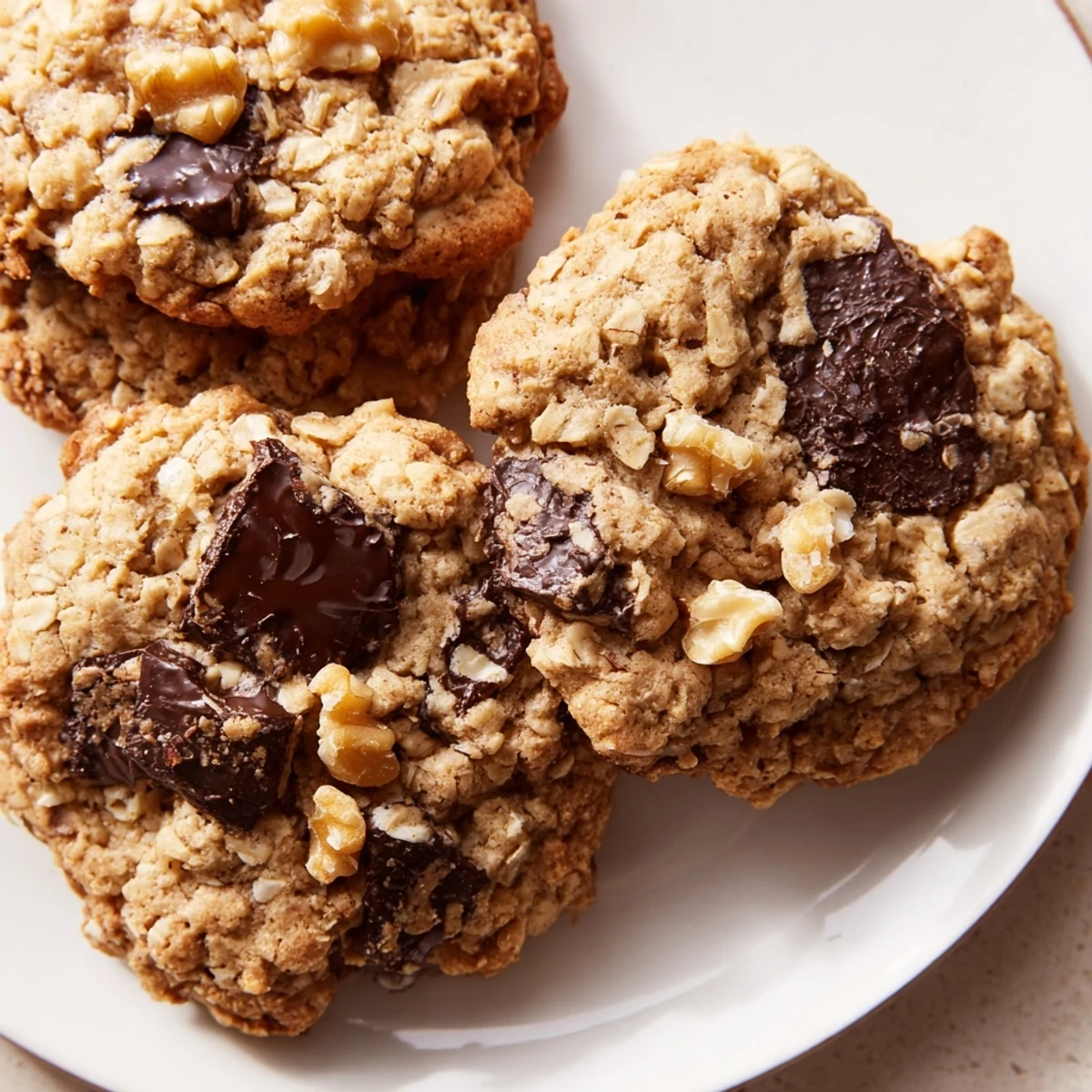 Freshly baked brown butter Irish oat cookies with golden edges and soft chewy centers
