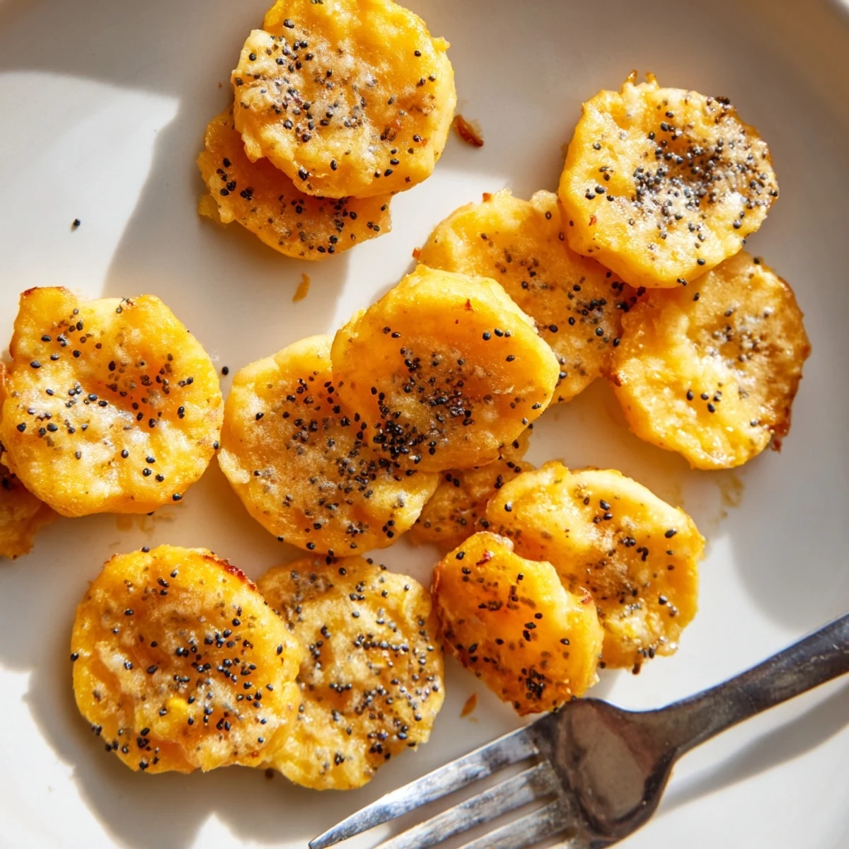 Stack of crispy cheddar cheese coins appetizers ready for party serving on rustic board