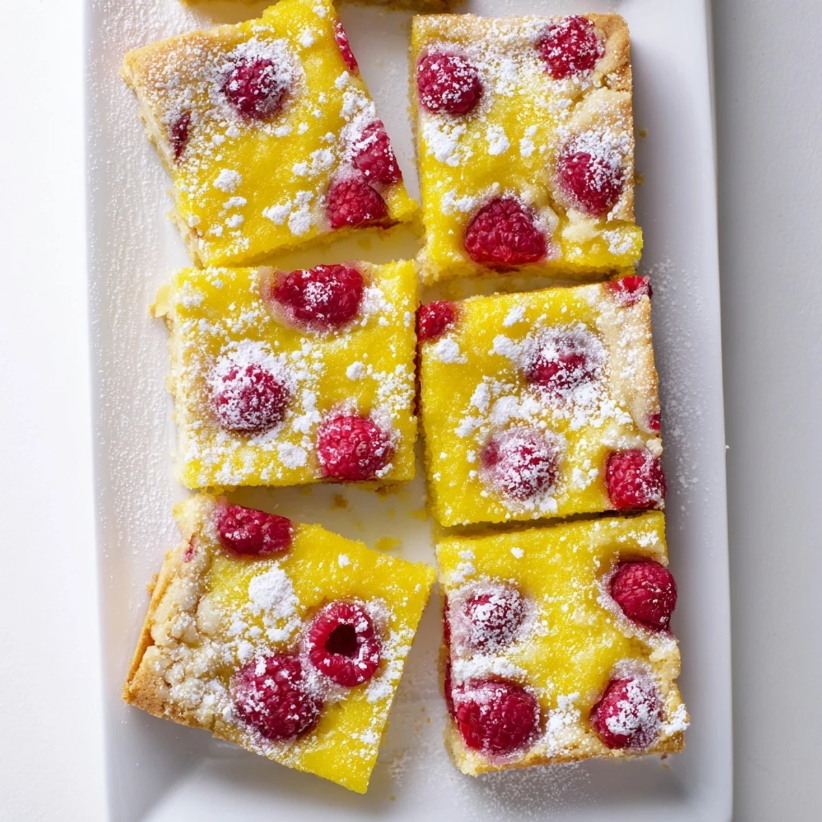 Fresh raspberries peek through bright lemon curd filling atop crisp golden shortbread base