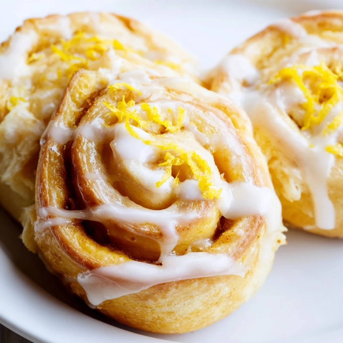 Fluffy lemon rolls oozing sweet tart lemon sugar filling baked in a rectangular pan