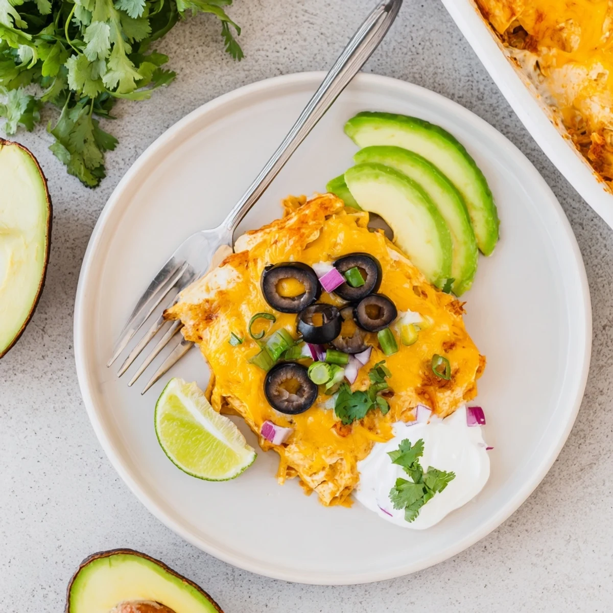 Cheesy Shredded Chicken Enchilada Bake