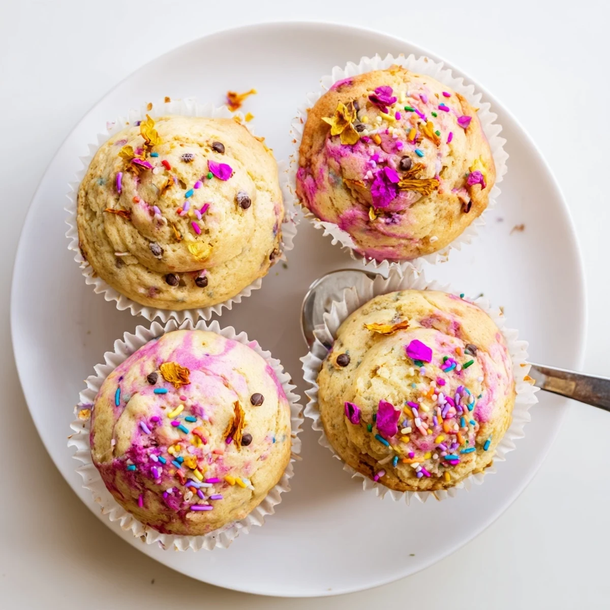 Tender steamed blooming cupcakes split beautifully on top, dusted with powdered sugar