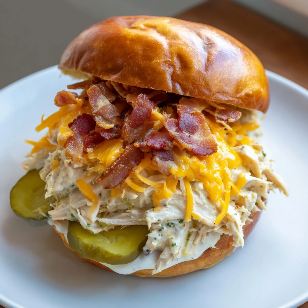 Warm Crack Chicken Sandwiches oozing creamy ranch filling, served with pickles