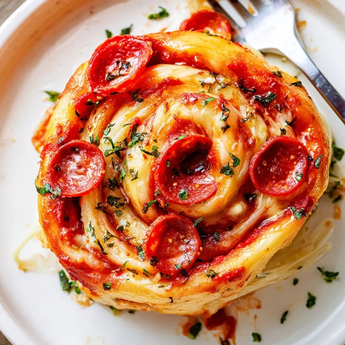 Slice revealing melted cheese in homemade pizza rolls, served with marinara