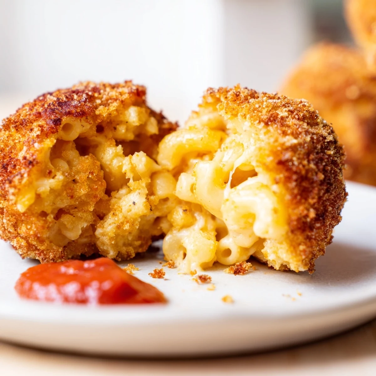 Crispy golden Fried Mac And Cheese Bites resting on paper towel lined plate