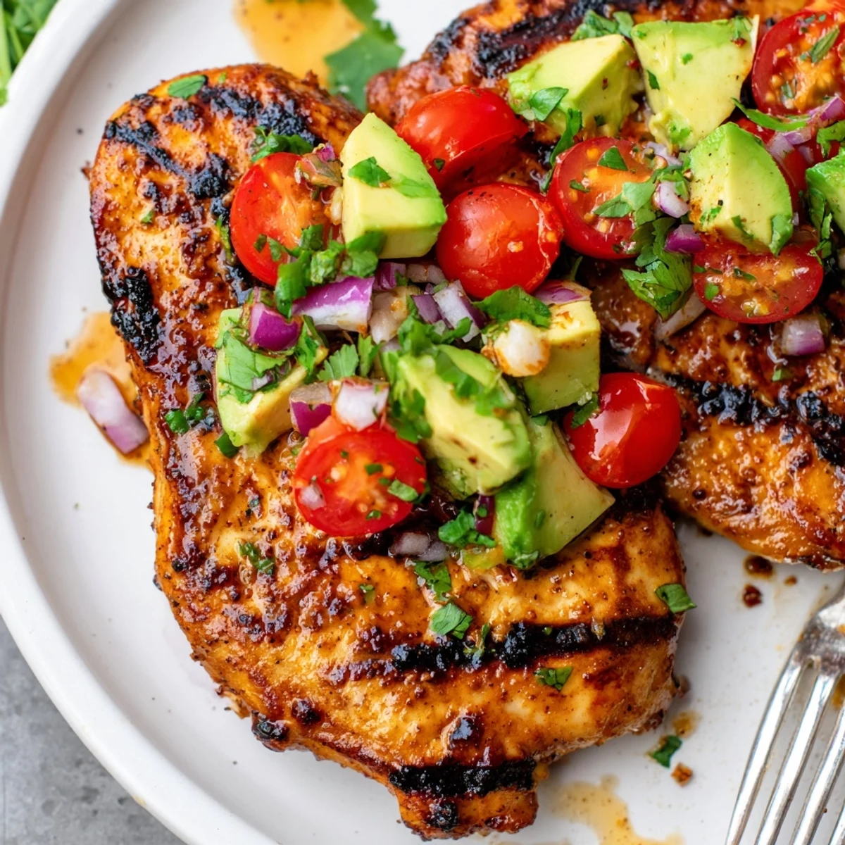 Sliced Fiesta Lime Chicken With Avocado served over rice, juicy, zesty bites