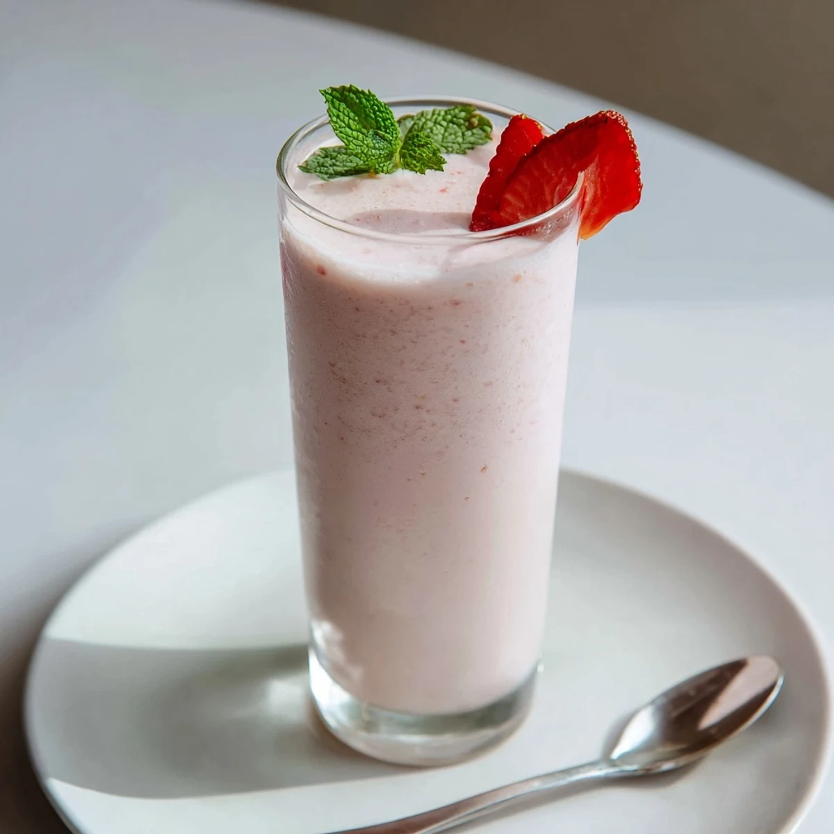 Quick Strawberry Coconut Cooler Recipe vegan, silky coconut milk base with crushed ice