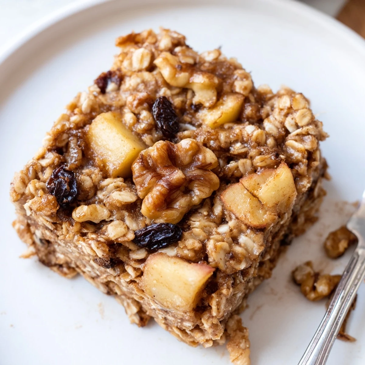 Warm slice of Delicious Apple Cinnamon Oatmeal Bake Recipe For Mornings, cinnamon aroma