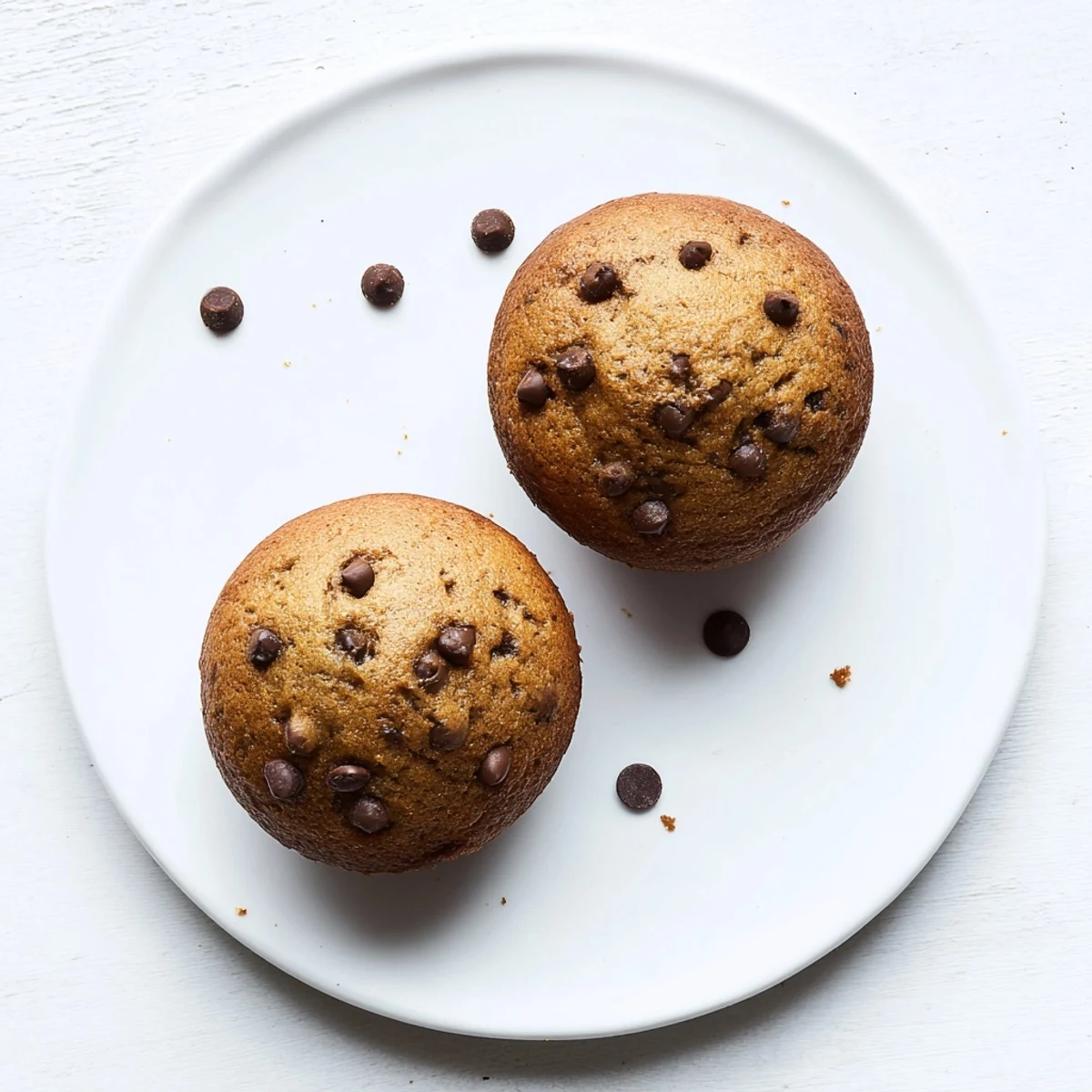 Freshly baked moist peanut butter banana muffins with a crumbly texture and golden brown domed tops