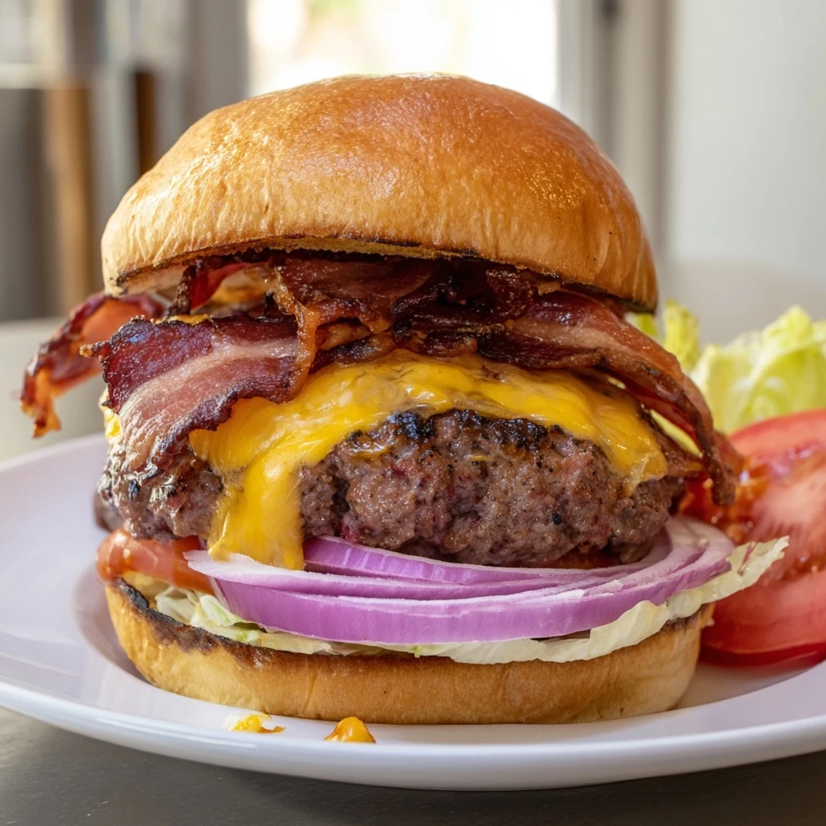 Irresistible Crack Burgers sizzling with melted cheddar, crispy bacon, and tangy sauce