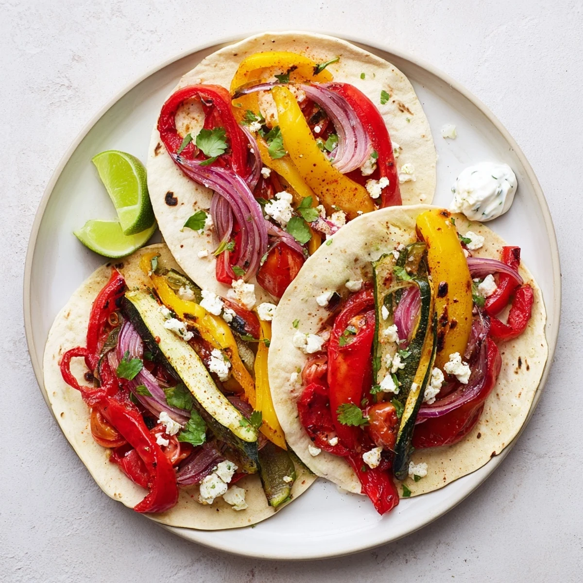 Oven-roasted peppers and onions bubbling beneath feta in Tajin Feta Sheet Pan Fajitas