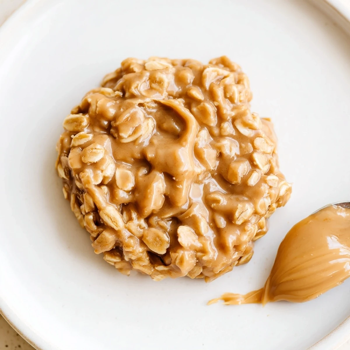 Peanut Butter No Bake Cookies cooling on parchment, glossy peanut surface, chewy texture