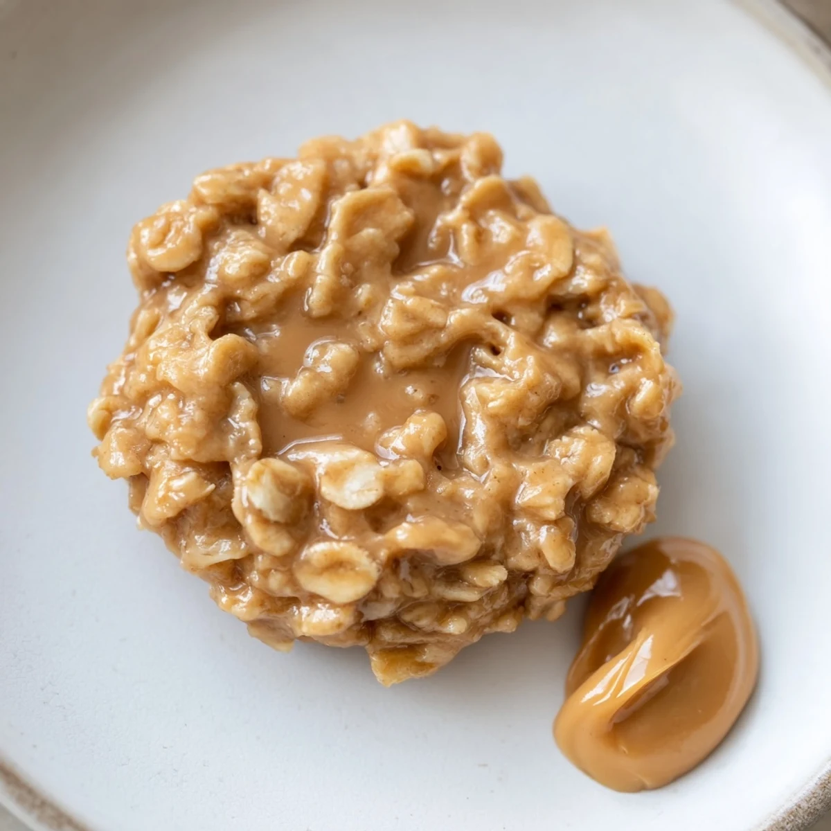 Warm peanut aroma surrounds Peanut Butter No Bake Cookies, dropped in uneven mounds