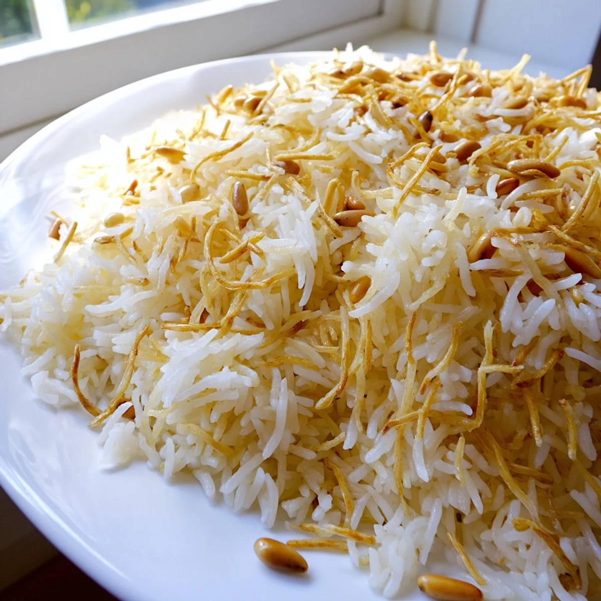 Golden Lebanese rice with toasted vermicelli noodles steamed in rich butter