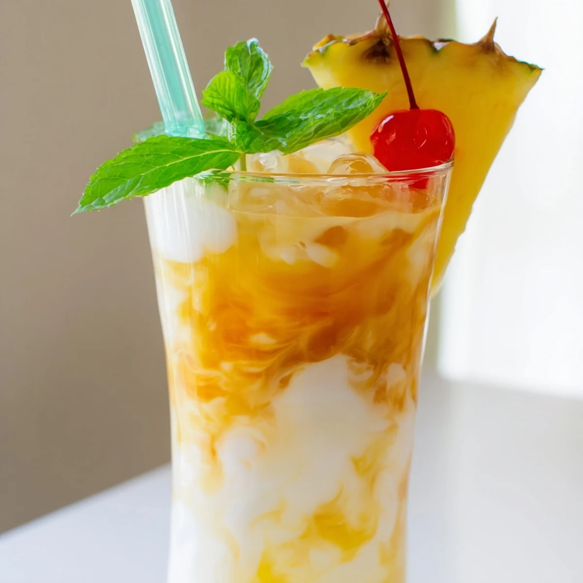 Golden pineapple soda and rich coconut cream swirl in this Tropical Thunder Dirty Soda
